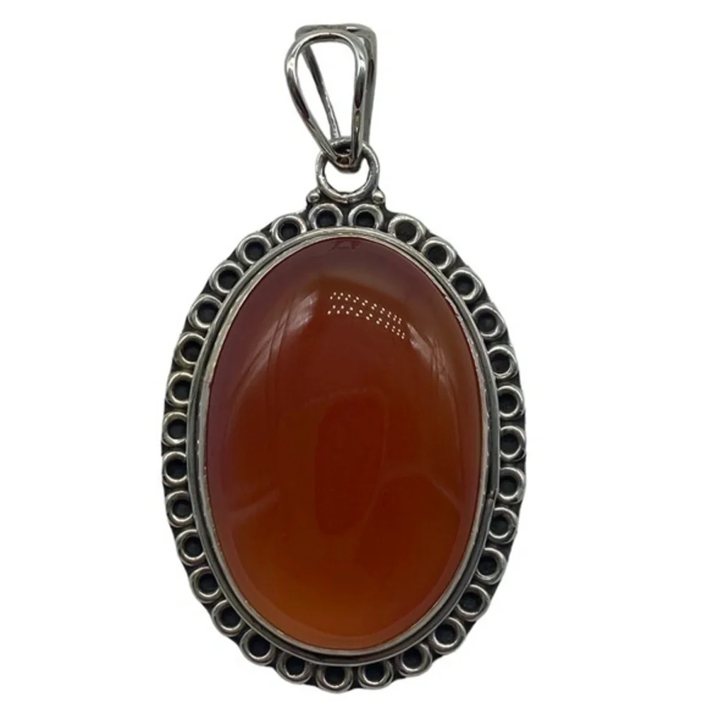 Red Onyx Gemstone Sterling Silver 925 Pendant 2in